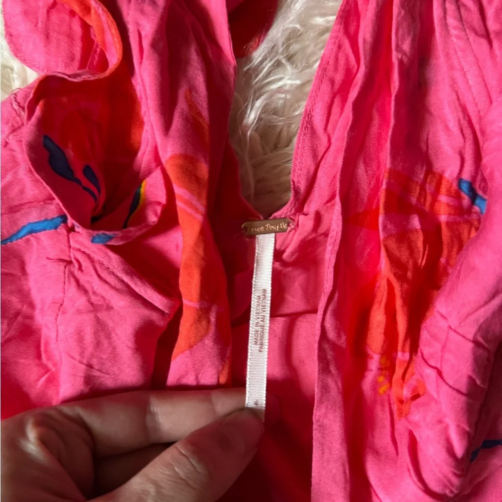 Free People She’s A Waterfall Floral Ruffle Maxi Dress Hot Pink - Picture 6 of 7